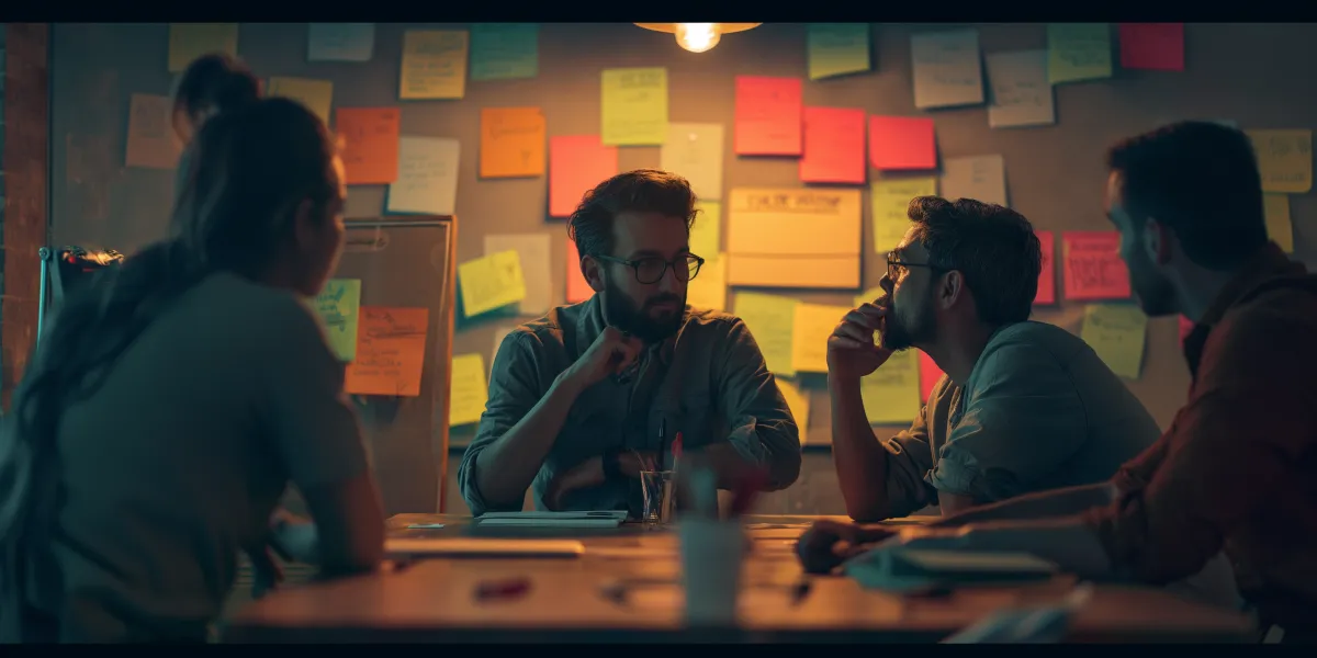 Consultant guidant une startup en réunion